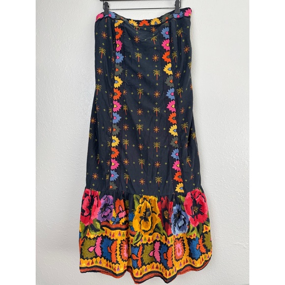 Anthropologie Farm Rio embroidered strapless black folklore maxi dress 1X - Picture 2 of 12